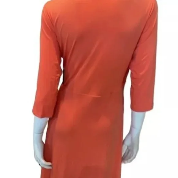 Badgley Mischka Coral Sexy V-Neck Wrap Stretch Cocktail Dress Sm, Lg, 1X, 2X - Picture 5 of 5